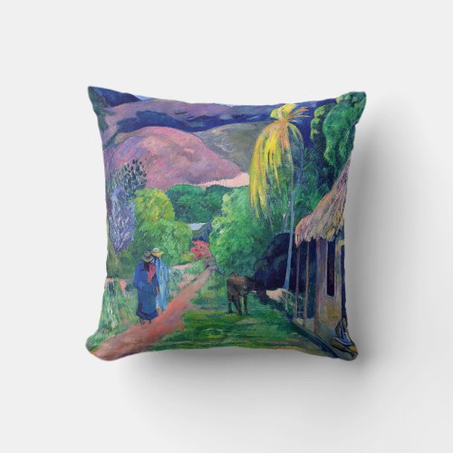 Paul Gauguin _ Street in Tahiti Throw Pillow