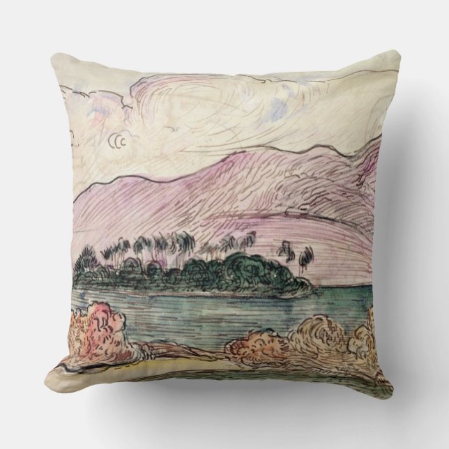 Paul Gauguin | Tahitian Landscape (w/c on paper) Throw Pillow (Front)