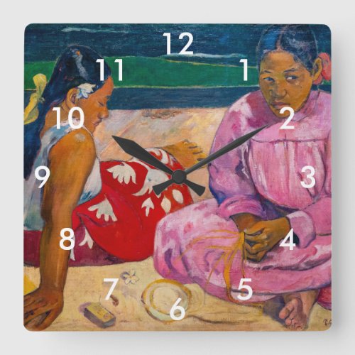 Paul Gauguin _ Tahitian Women on the Beach Square Wall Clock