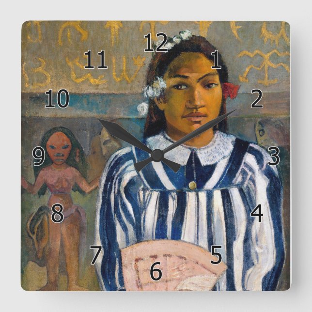 Paul Gauguin - The Ancestors of Tehamana Square Wall Clock (Front)