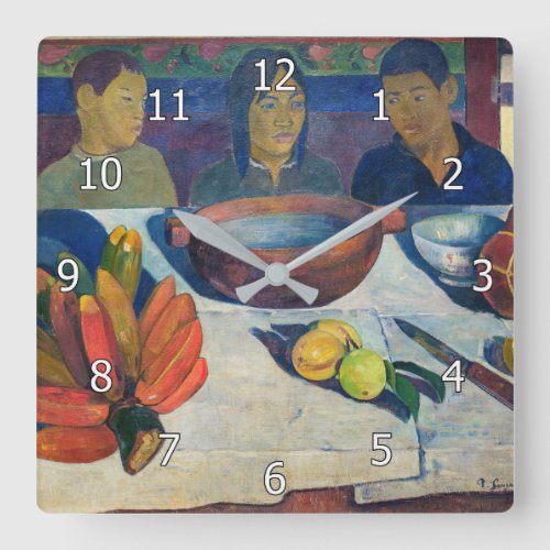 Paul Gauguin _ The Meal  Bananas Square Wall Clock