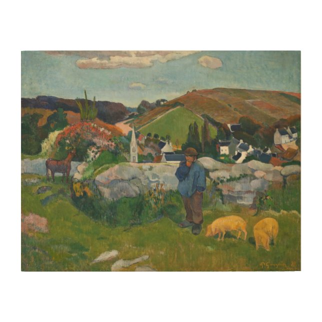 Paul Gauguin The Swineherd Wood Wall Art (Front)