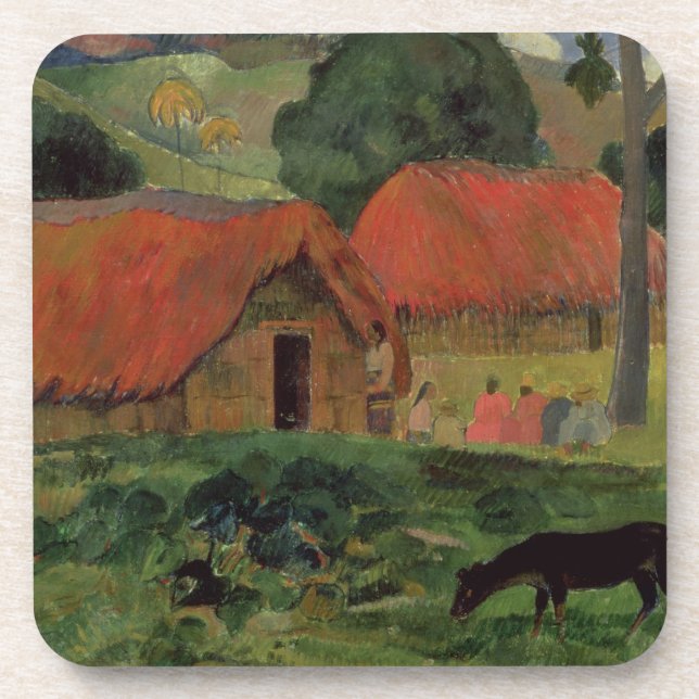 Paul Gauguin | The Three Huts, Tahiti, 1891-92 (oi Beverage Coaster (Front)