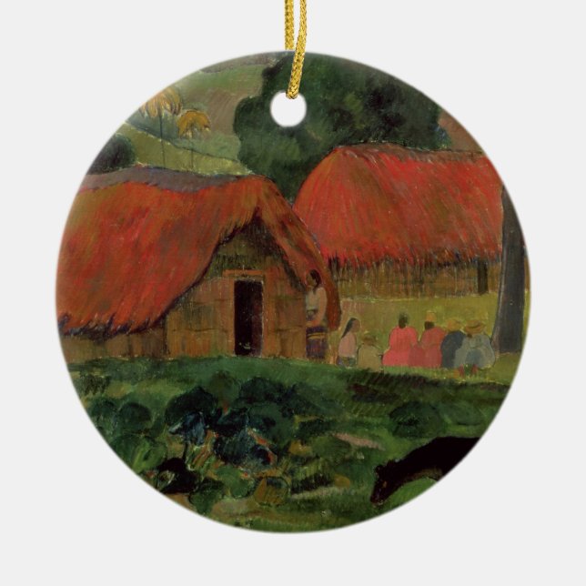 Paul Gauguin | The Three Huts, Tahiti, 1891-92 (oi Ceramic Ornament (Front)