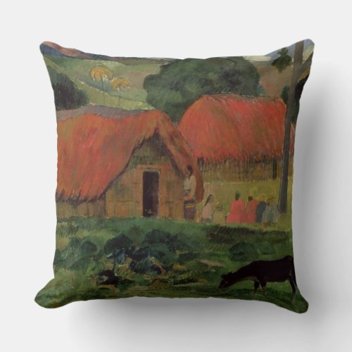 Paul Gauguin  The Three Huts Tahiti 1891_92 oi Throw Pillow