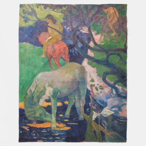 Paul Gauguin _ The White Horse Fleece Blanket