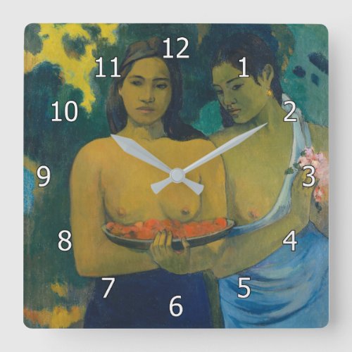 Paul Gauguin _ Two Tahitian Women Square Wall Clock
