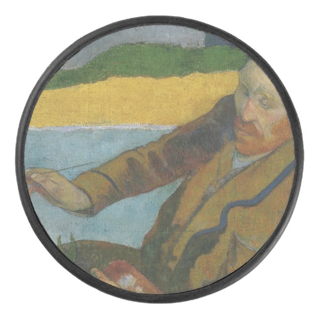 Paul Gauguin Vincent van Gogh painting sunflowers  Hockey Puck (Front)