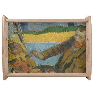 Paul Gauguin Vincent van Gogh painting sunflowers Serving Tray