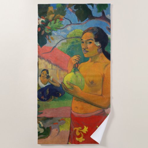 Paul Gauguin _ Woman Holding a Fruit Beach Towel