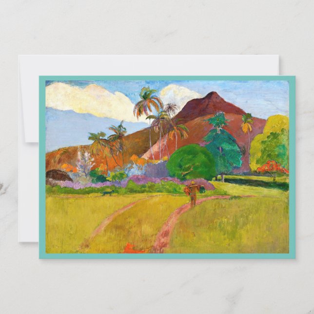 Paul Gauguin's Tahitian Landscape famous painting Invitation (Front)