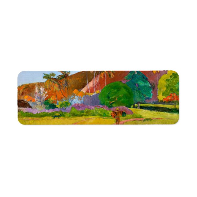 Paul Gauguin's Tahitian Landscape famous painting  Label (Front)
