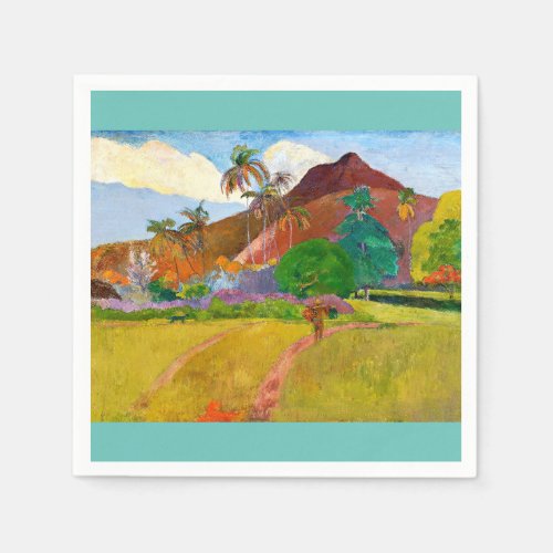 Paul Gauguins Tahitian Landscape famous painting Napkins