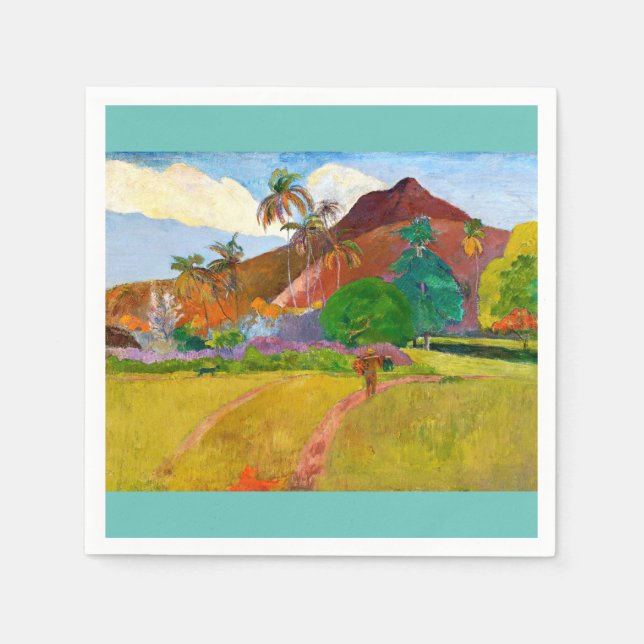 Paul Gauguin's Tahitian Landscape famous painting Napkins (Front)