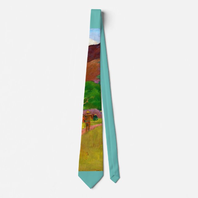 Paul Gauguin's Tahitian Landscape famous painting Neck Tie (Front)