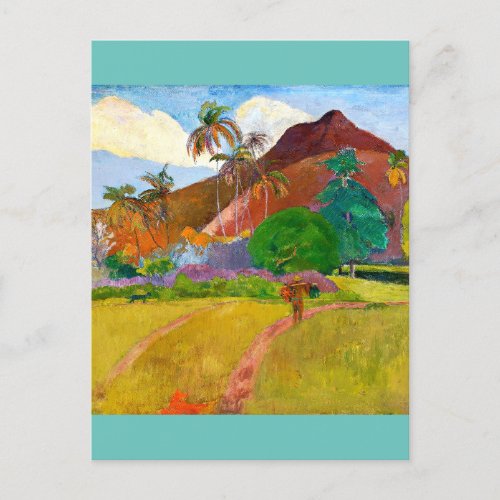 Paul Gauguins Tahitian Landscape famous painting Postcard
