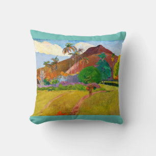 Paul Gauguin's Tahitian Landscape famous painting Throw Pillow