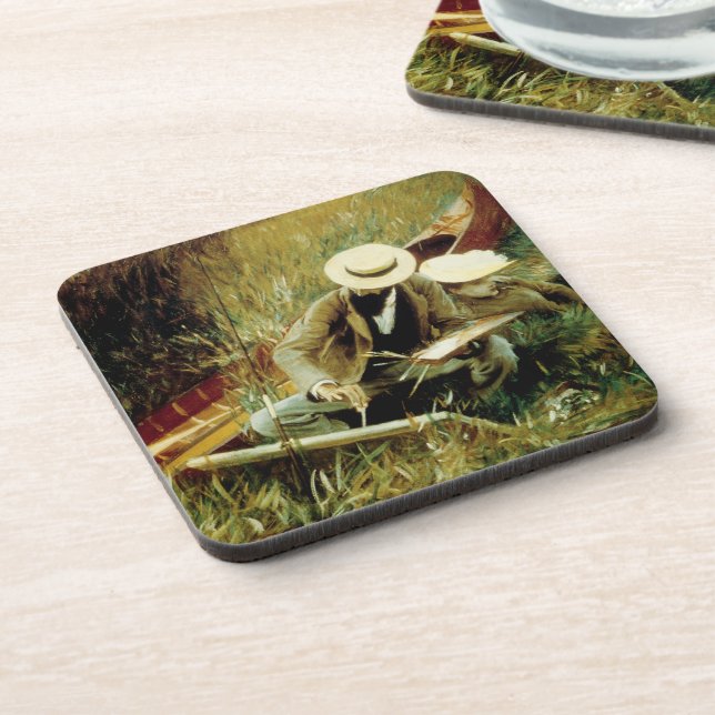 Paul Helleu Sketching with his Wife  Beverage Coaster (Left Side)