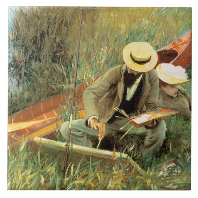 Paul Helleu Sketching with His Wife Ceramic Tile (Front)