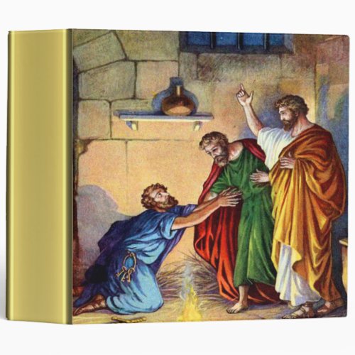 Paul in jail at Philippi gold foil texture 3 Ring Binder
