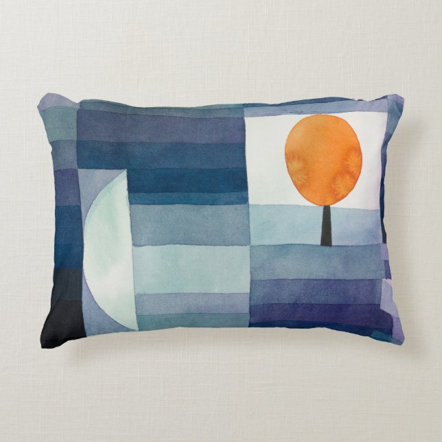 Paul Klee Abstract Tree Blue Painting Accent Pillow (Front)