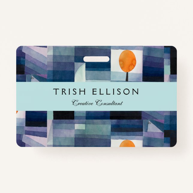 Paul Klee Abstract Tree Blue Painting Badge (Front)