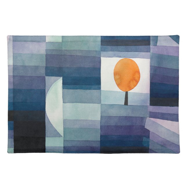 Paul Klee Abstract Tree Blue Painting Cloth Placemat (Front)
