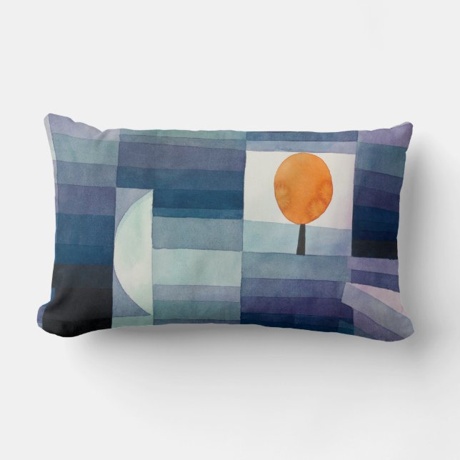 Paul Klee Abstract Tree Blue Painting Lumbar Pillow (Front)