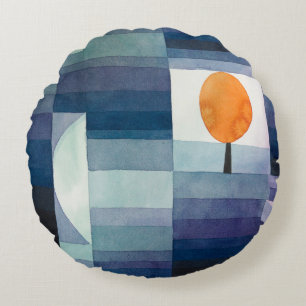 Paul Klee Abstract Tree Blue Painting Round Pillow