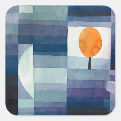 Paul Klee Abstract Tree Blue Painting Square Sticker