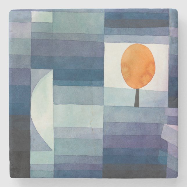 Paul Klee Abstract Tree Blue Painting Stone Coaster (Front)