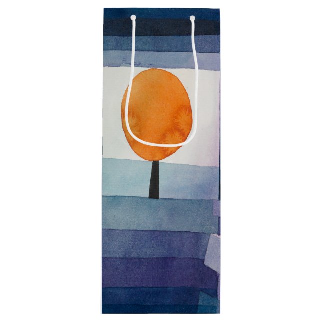 Paul Klee Abstract Tree Blue Painting Wine Gift Bag (Front)