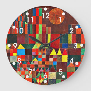 Paul Klee art: Castle and Sun, Klee painting Large Clock