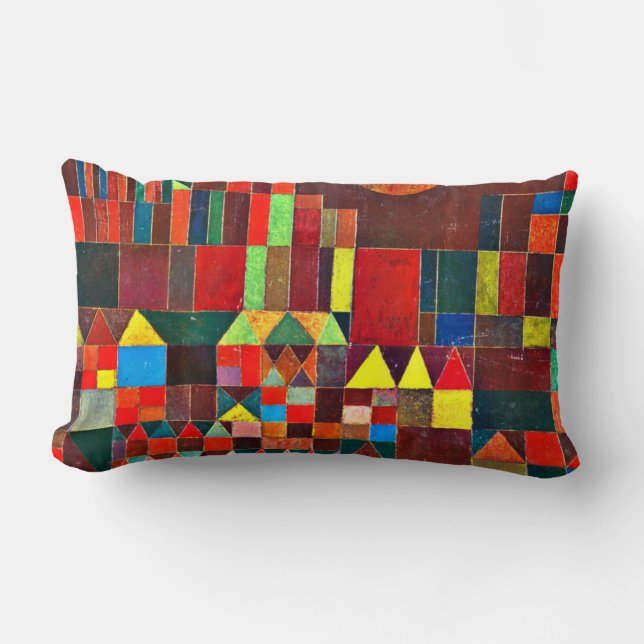 Paul Klee art: Castle and Sun, Klee painting Lumbar Pillow (Front)