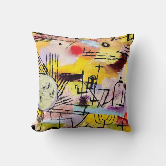 Paul Klee art: Rising Sun Throw Pillow (Front)