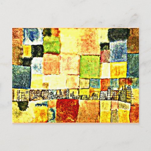 Paul Klee artwork Neuer Stadtteil in M Postcard