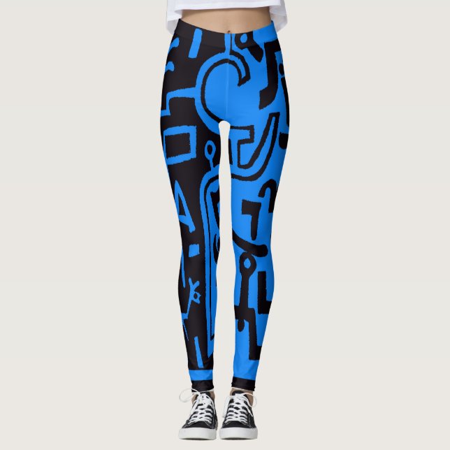 Paul Klee Black and Blue Leggings (Front)