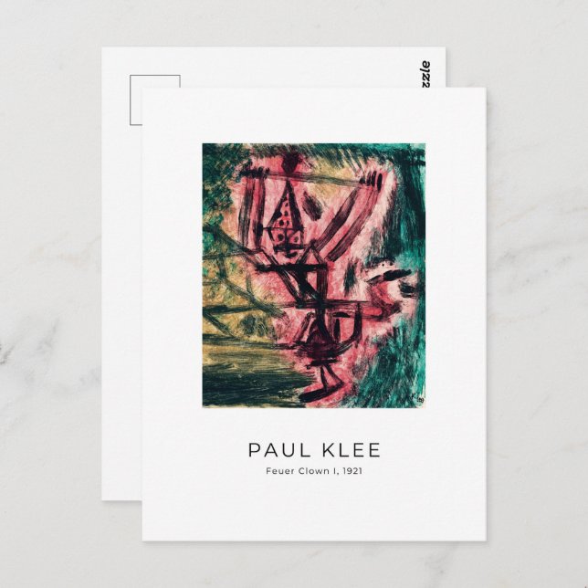 Paul Klee, Fire Clown - Colorful Abstract Art Postcard (Front/Back)