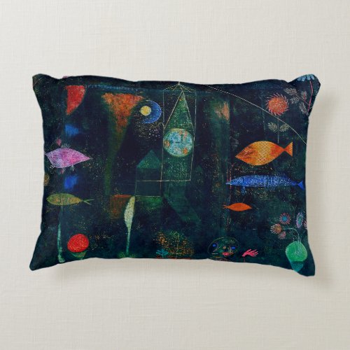 Paul Klee Fish Magic Abstract Painting Graphic Art Accent Pillow