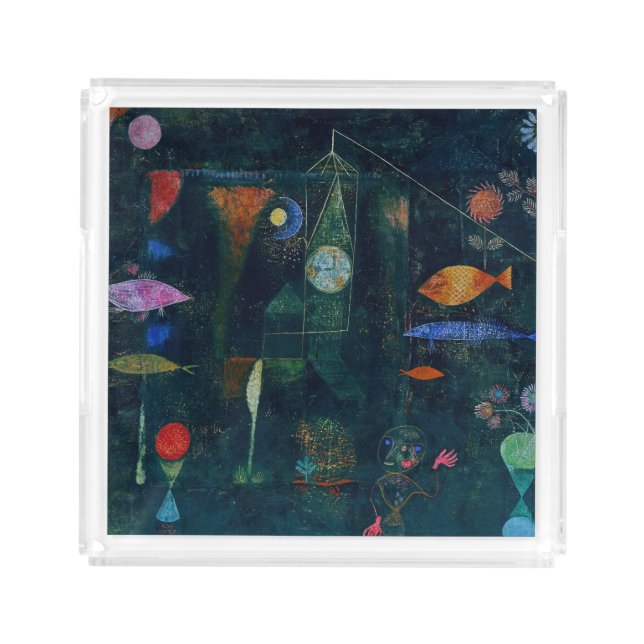 Paul Klee Fish Magic Abstract Painting Graphic Art Acrylic Tray (Front)
