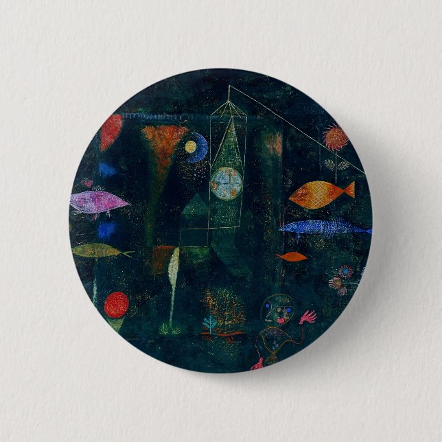Paul Klee Fish Magic Abstract Painting Graphic Art Button (Front)