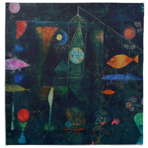 Paul Klee Fish Magic Abstract Painting Graphic Art Cloth Napkin