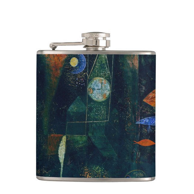 Paul Klee Fish Magic Abstract Painting Graphic Art Flask (Front)