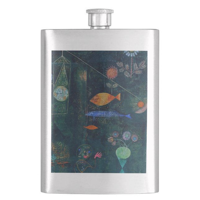 Paul Klee Fish Magic Abstract Painting Graphic Art Flask (Front)