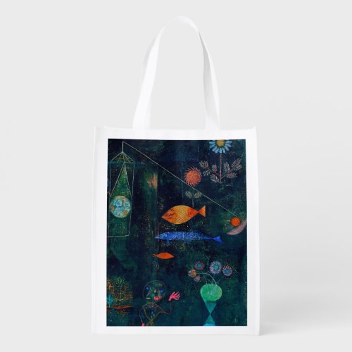 Paul Klee Fish Magic Abstract Painting Graphic Art Grocery Bag