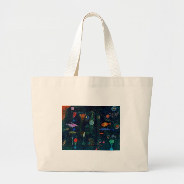 Paul Klee Fish Magic Abstract Painting Graphic Art Large Tote Bag (Front)