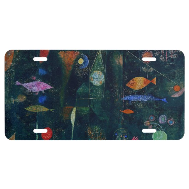 Paul Klee Fish Magic Abstract Painting Graphic Art License Plate (Front)