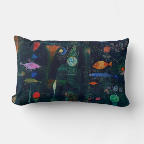 Paul Klee Fish Magic Abstract Painting Graphic Art Lumbar Pillow