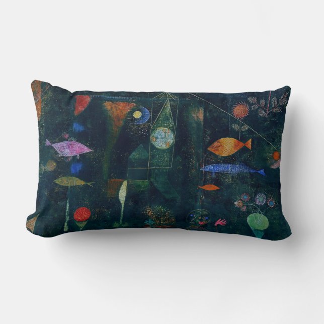 Paul Klee Fish Magic Abstract Painting Graphic Art Lumbar Pillow (Front)