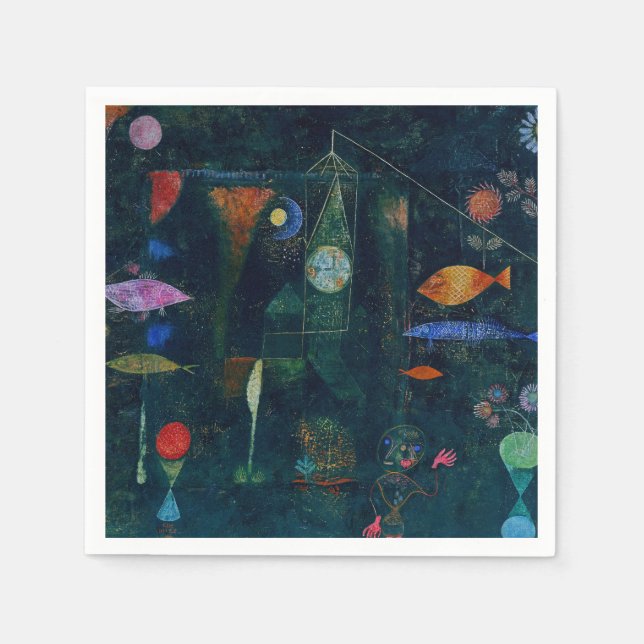 Paul Klee Fish Magic Abstract Painting Graphic Art Napkins (Front)